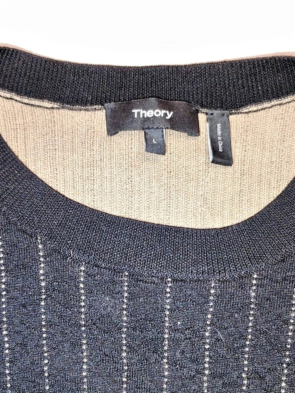Theory Sinscic Milos Striped Merino Wool Sweater Size Large